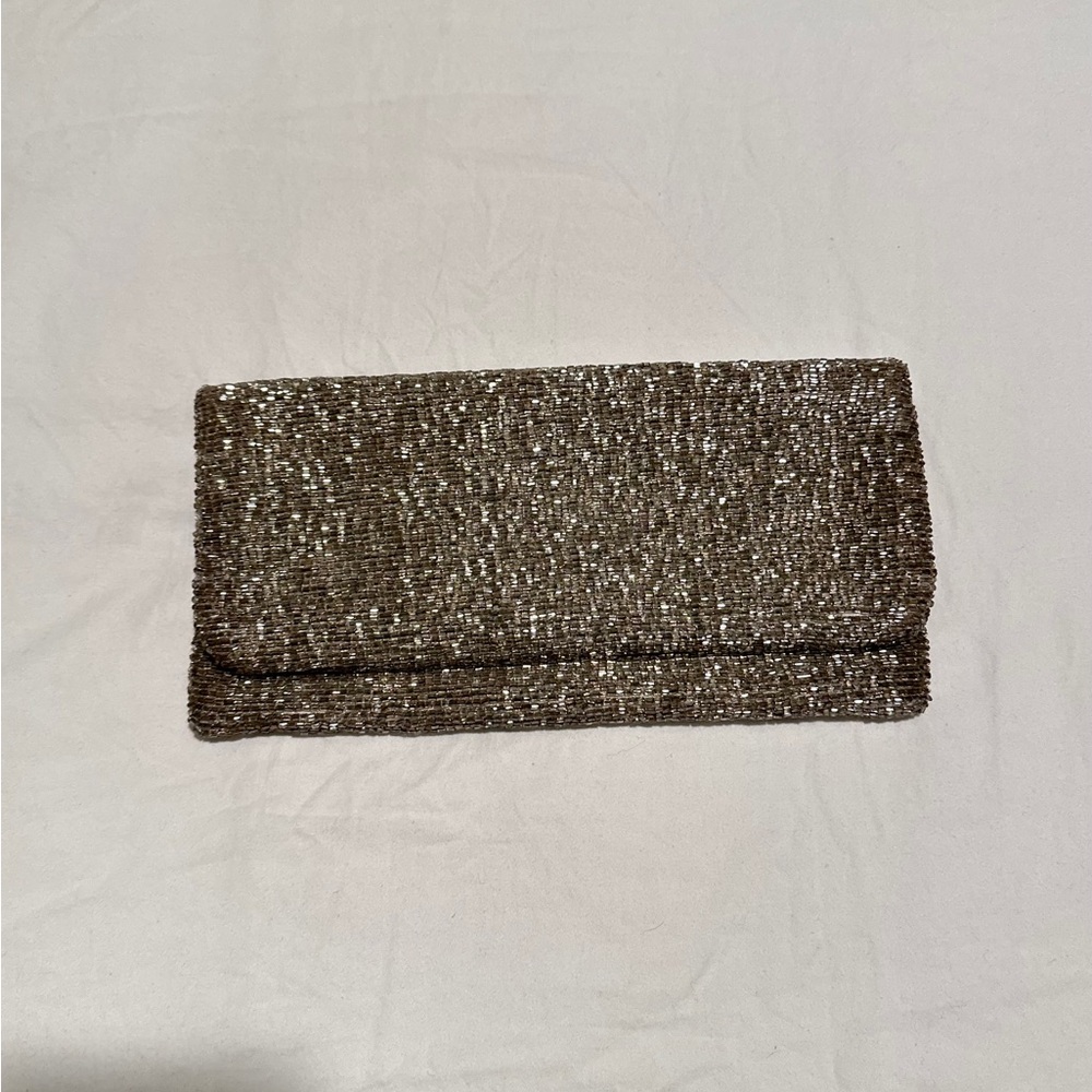 MOYNA Silver Beaded Clutch